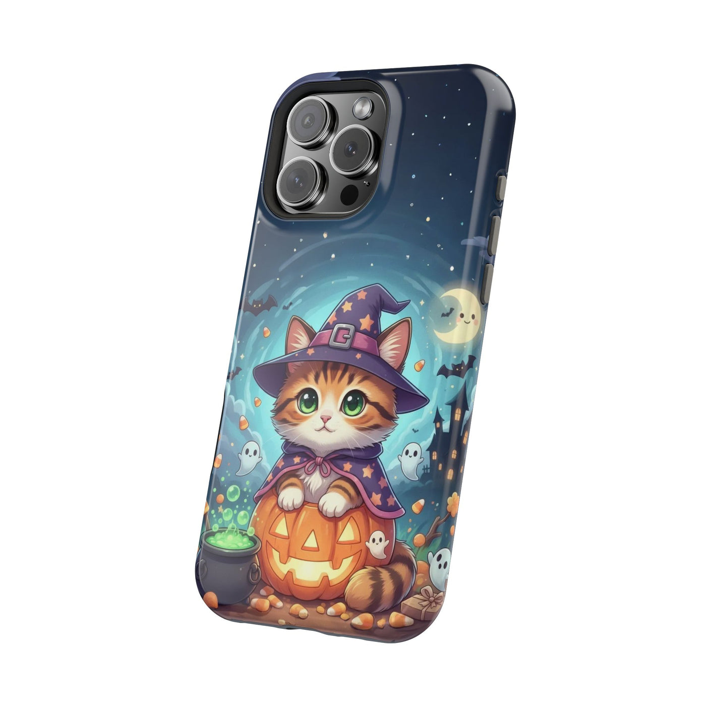 Halloween cute kitten anime style 2 Magnetic Phone Case, Cat Lover Gift, Impact-Resistant iPhone Case, Funny Pet Accessory, Unique Animal Design