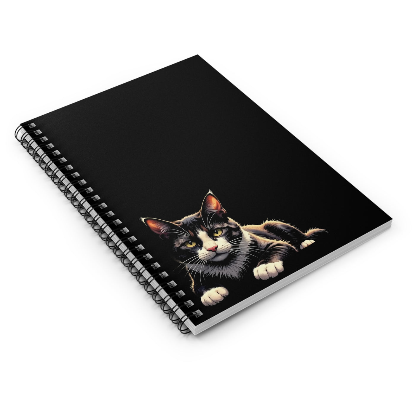 Black Cat Spiral Notebook (Black) - Cute Cat Design, Pet Lover Journal, School Supplies, Gift for Cat Owners, Cute Stationery