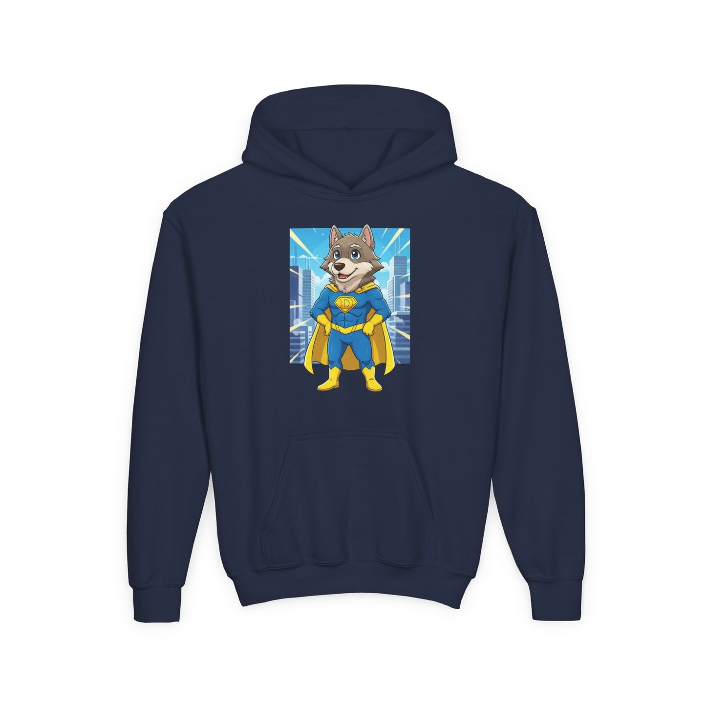 Dog cosplay Superman Funny Design Unisex Kids Hoodie style 1