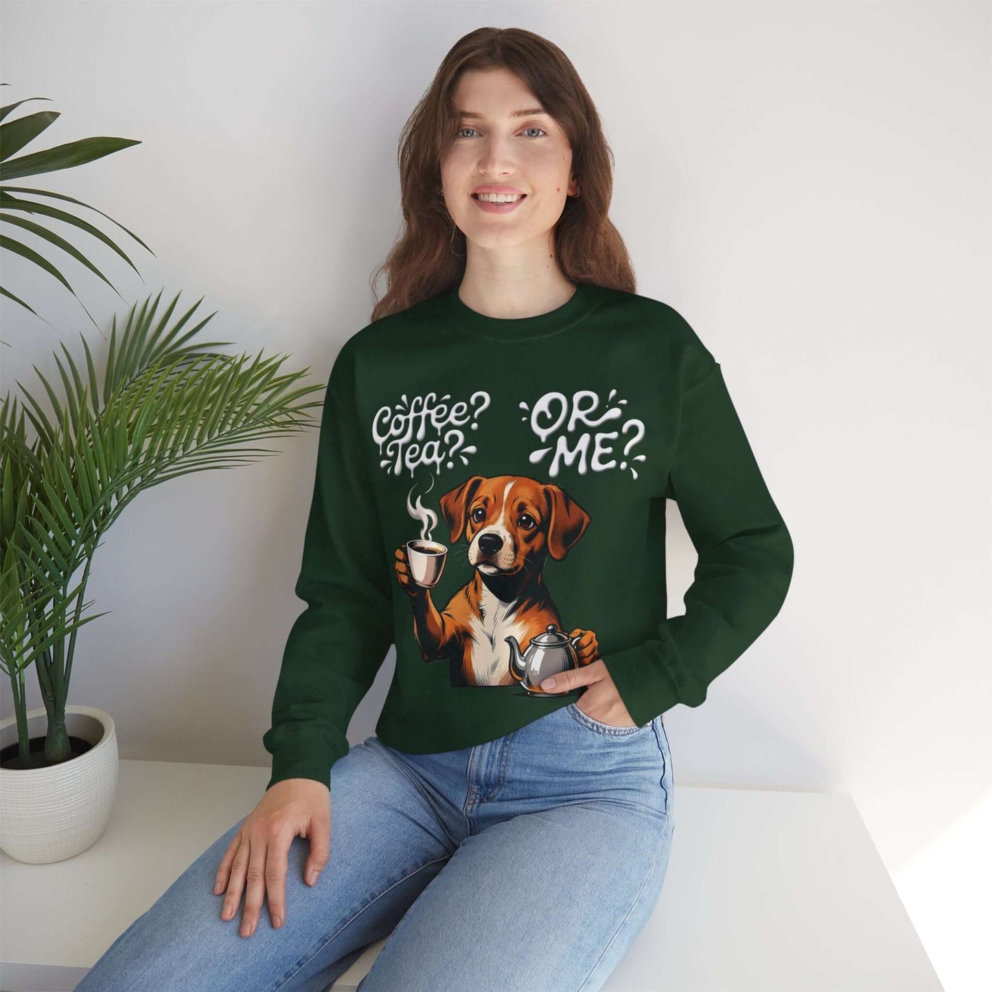 Coffee Tea Or Me - Dog Graphic Unisex Crewneck Sweatshirt