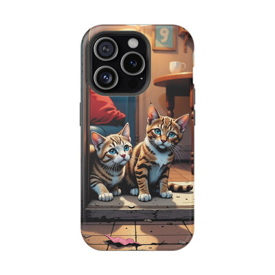 Cute Cats Magnetic Phone Case comic style 1, Cat Lover Gift, Impact-Resistant iPhone Case, Funny Pet Accessory, Unique Animal Design