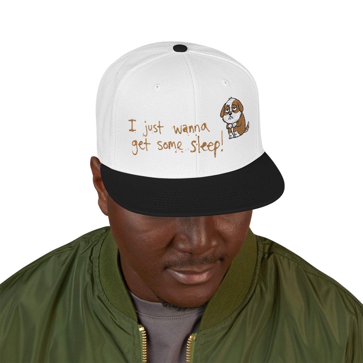I just wanna get some sleep Embroidered Cute Puppy Snapback Hat
