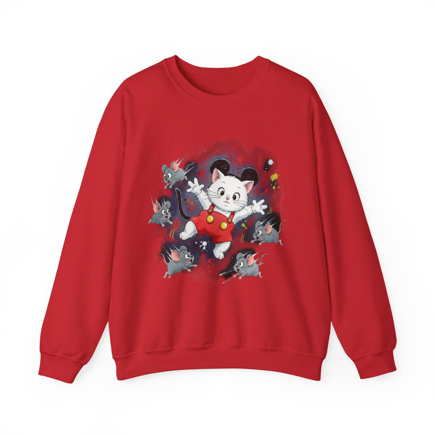 Watercolor painting style 2 Men & Women Cute Cat Pile Crewneck Sweatshirt