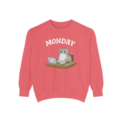 Monday Face Cat Stares Blankly Unisex Crewneck Sweatshirt style 4