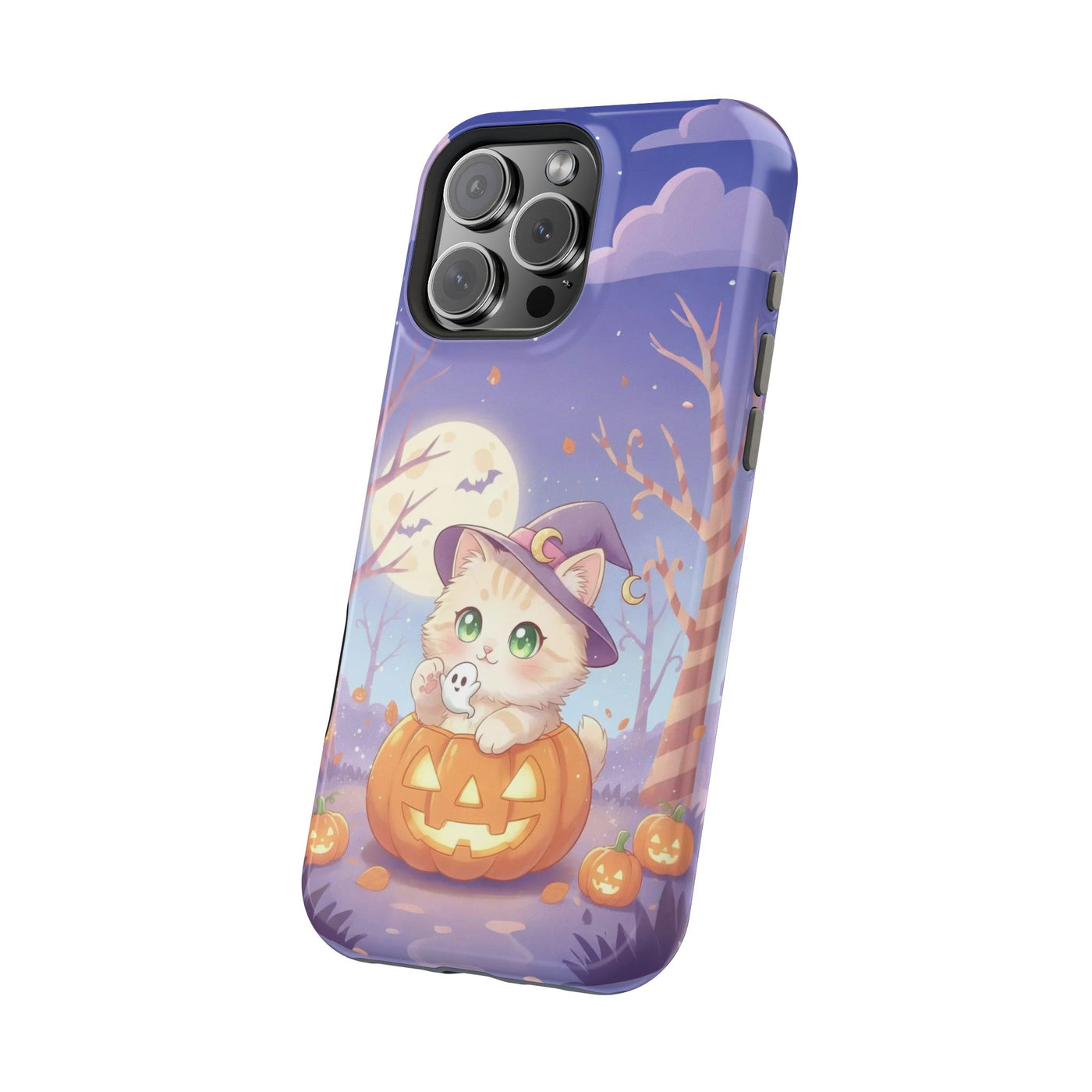 Halloween cute kitten anime style 1 Magnetic Phone Case, Cat Lover Gift, Impact-Resistant iPhone Case, Funny Pet Accessory, Unique Animal Design