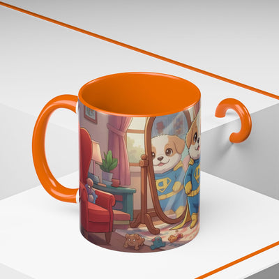 Super Pup Coffee Mug - Cute Puppy in Superhero Costume Accent Mug 11oz