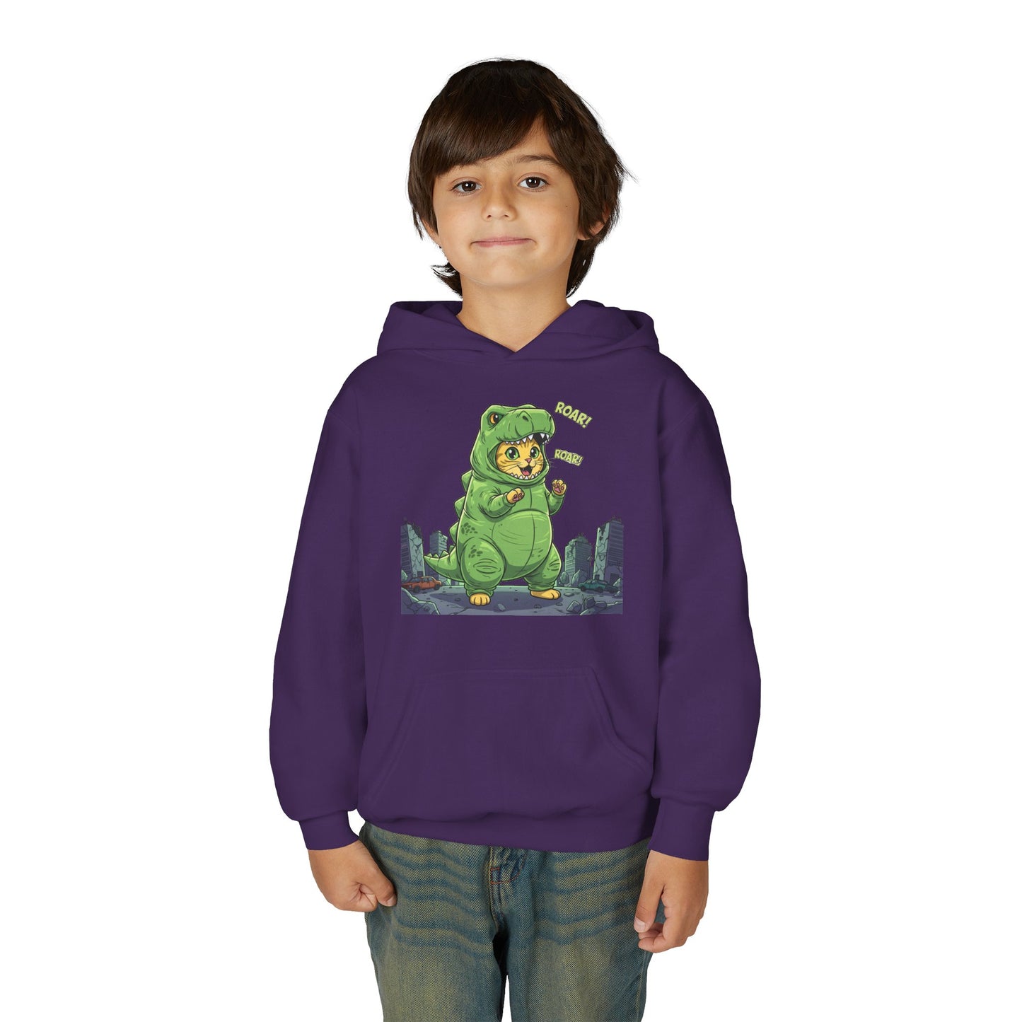 Cat cosplay Godzilla Unisex Kids Hoodie style 2