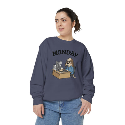 Monday Face Dog Stares Blankly Unisex Crewneck Sweatshirt style 4
