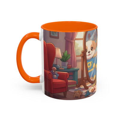 Super Pup Coffee Mug - Cute Puppy in Superhero Costume Accent Mug 11oz