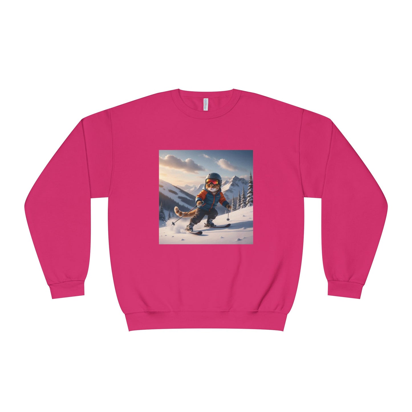 Skiing Cat Graphic Unisex NuBlend Crewneck Sweatshirt