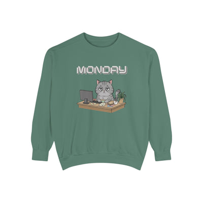 Monday Face Cat Stares Blankly Unisex Crewneck Sweatshirt style 2