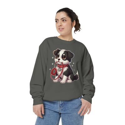 Cute Dog Walk Time style 1 Cozy Graphic Unisex Crewneck Sweatshirt
