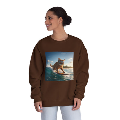 Surfing Cat Unisex NuBlend Crewneck Sweatshirt style 1