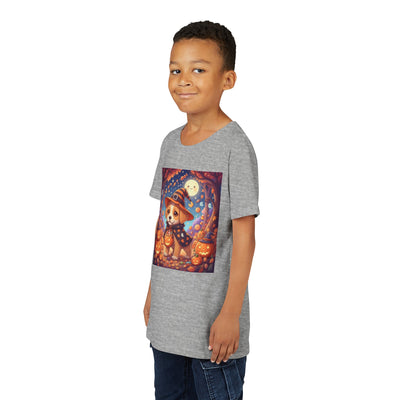 Halloween cute puppy anime style 1 Youth Tee, Short Sleeve T-Shirt, Kids Halloween Apparel, Cute Dog Tee, Fall Outfit for Children