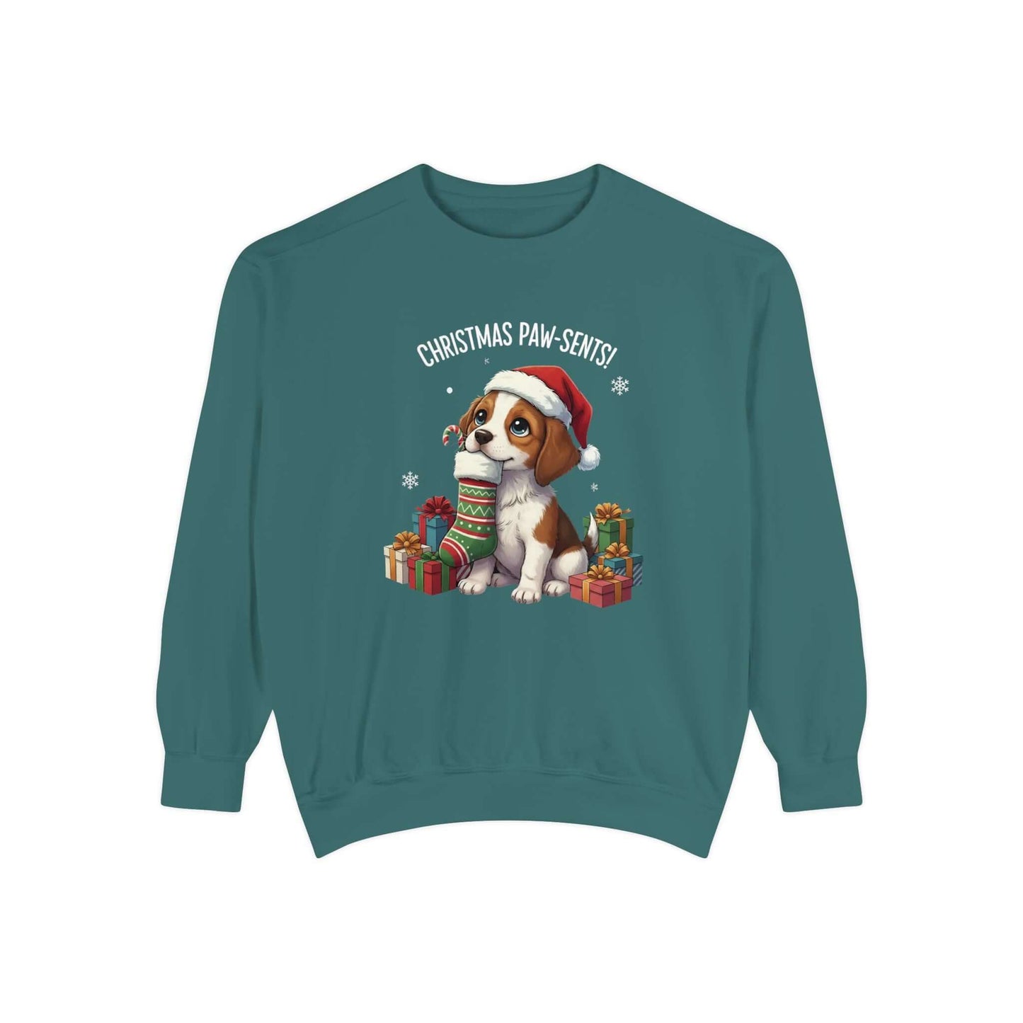 Puppy wait for Christmas presents Unisex Crewneck Sweatshirt style 3