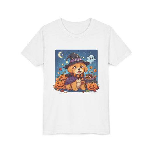 Halloween cute puppy anime style 6 Youth Tee, Short Sleeve T-Shirt, Kids Halloween Apparel, Cute Dog Tee, Fall Outfit for Children