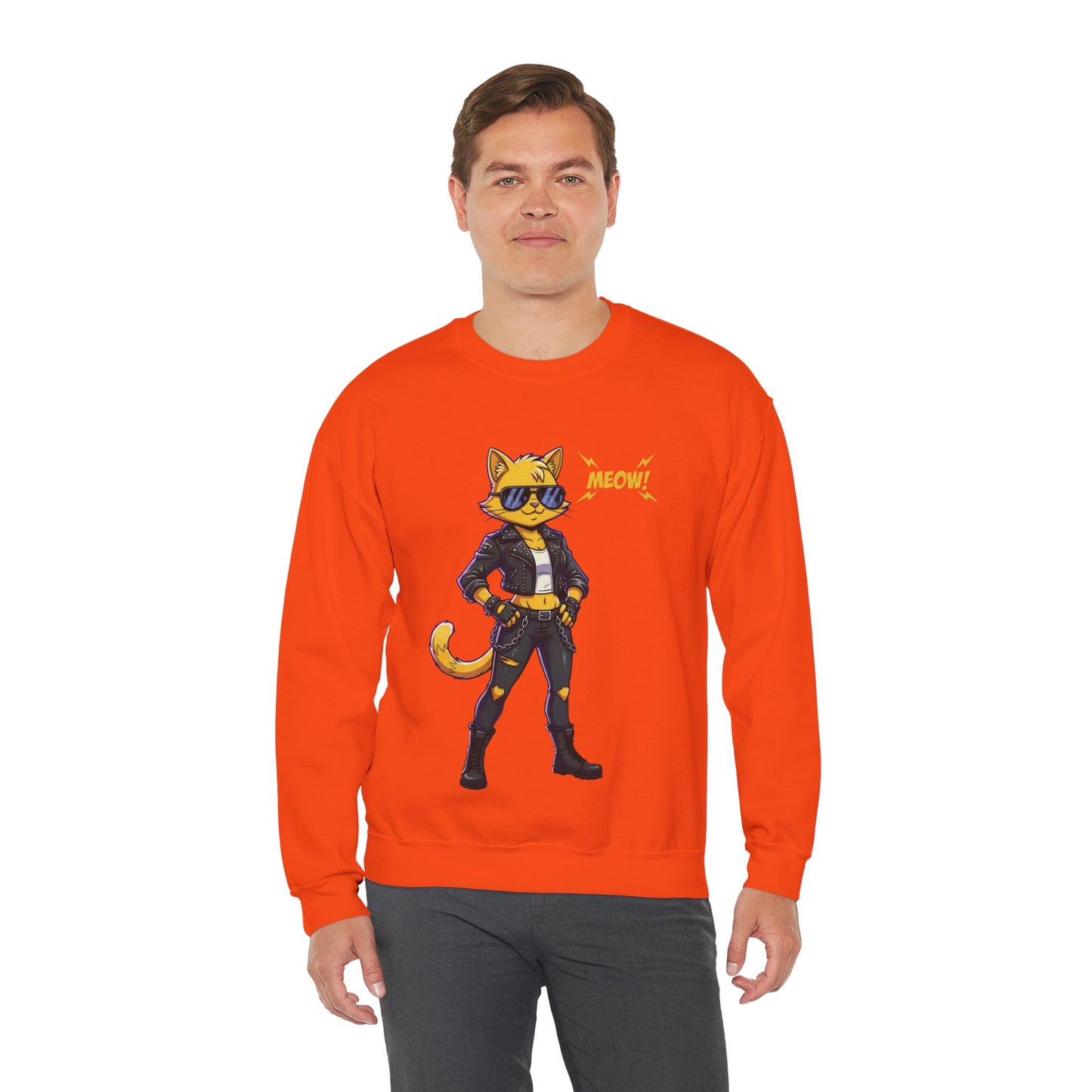 Cool Cat Unisex Heavy Blend Crewneck Sweatshirt style 4
