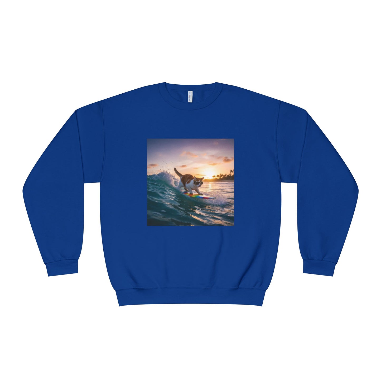 Surfing Cat Unisex NuBlend Crewneck Sweatshirt style 2