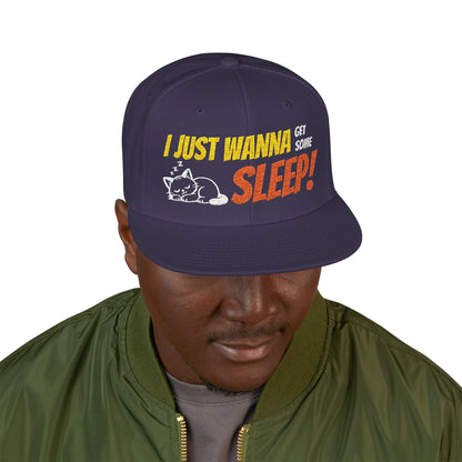 I just wanna get some sleep Embroidered Cute Cat Snapback Hat