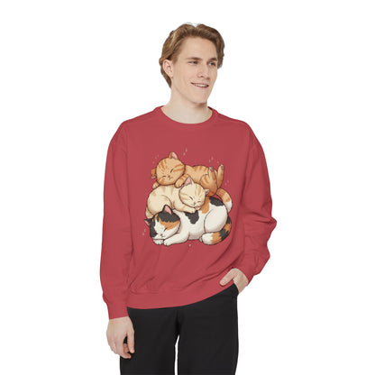 3 Cute Sleeping Cats Cozy Graphic Unisex Crewneck Sweatshirt style 1