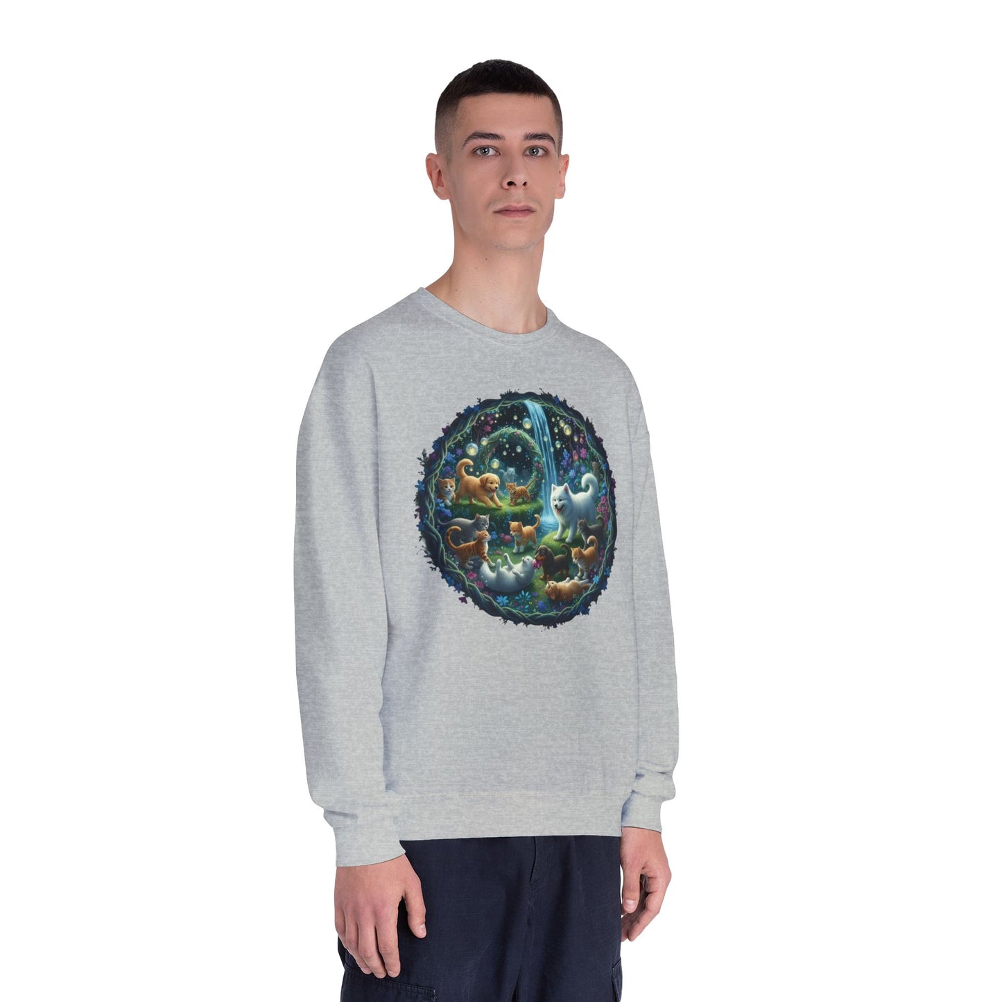 Cats & Dogs Happy Garden Unisex NuBlend Crewneck Sweatshirt style2