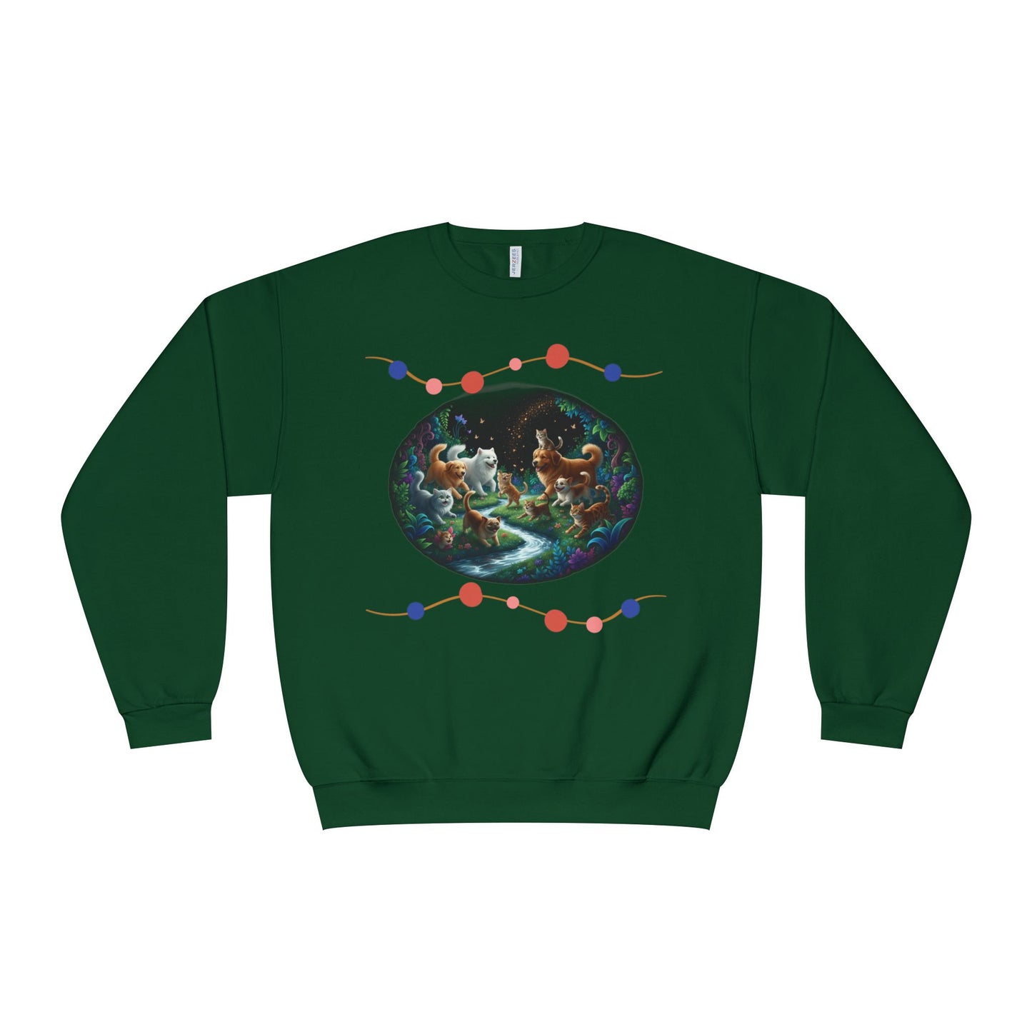 Cats & Dogs Happy Garden Unisex NuBlend Crewneck Sweatshirt style 1