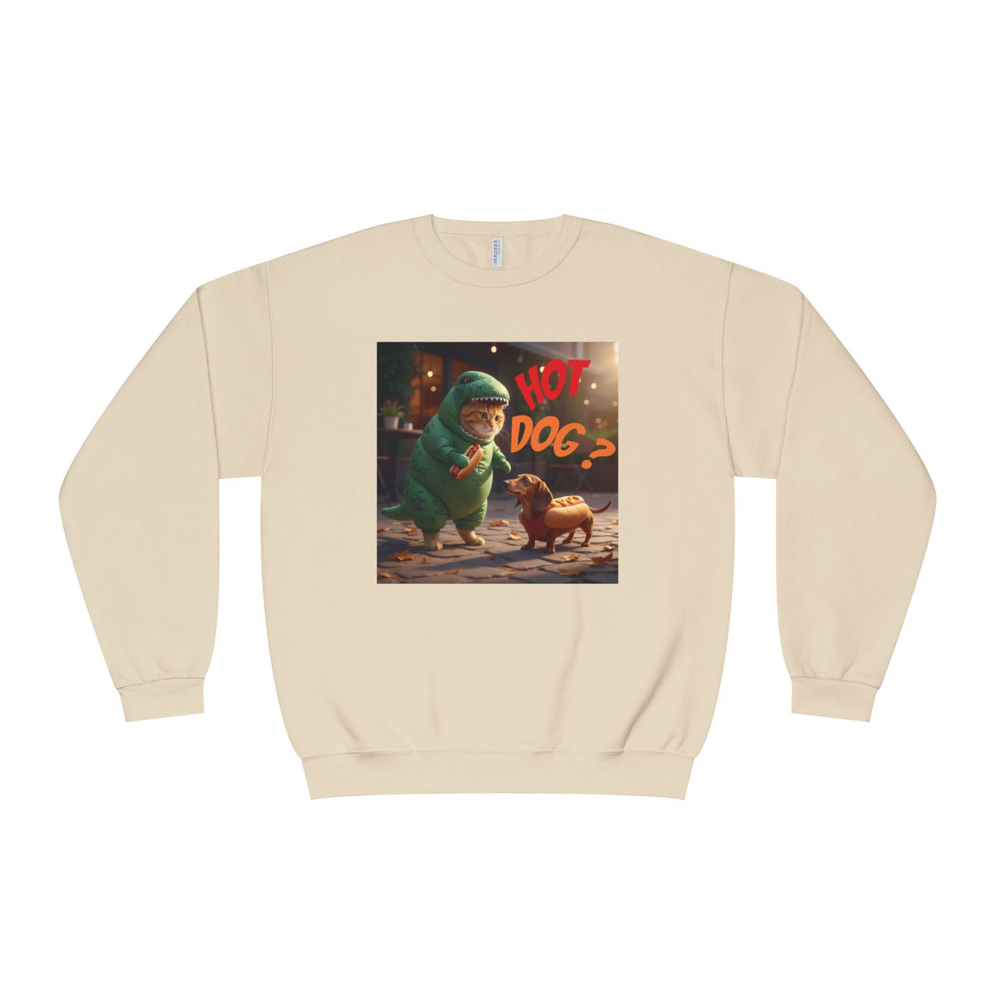 Tyrannosaurus Cat & Hot Dog Unisex NuBlend® Crewneck Sweatshirt