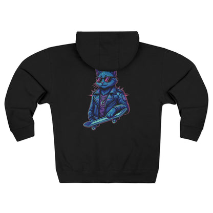 Cool Cat Streetwear Graphic Unisex Zip Hoodie