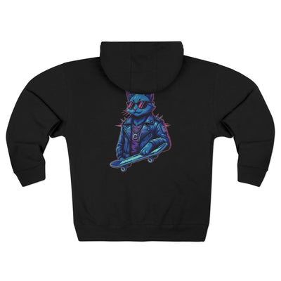 Cool Cat Unisex Zip Hoodie, Graphic Hoodie, Streetwear, Animal Lover Gift, Casual Wear, Skater Style