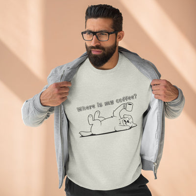 "Where is my coffee?" Dog Outline style 1 Unisex Crewneck Sweatshirt