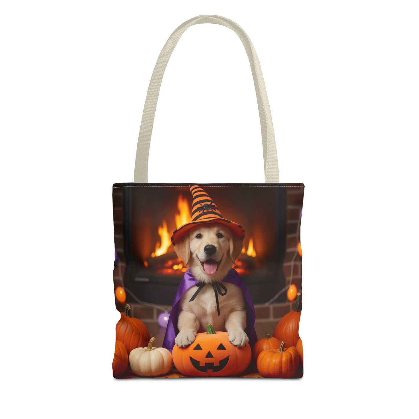 Adorable Halloween Puppy Tote Bag, Dog Lover Bag, Spooky Season Accessories, Pumpkin Patch Shopper, Cute Pet Gift