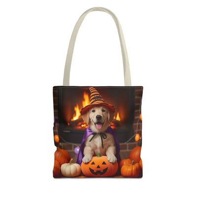 Adorable Halloween Puppy Tote Bag, Dog Lover Bag, Spooky Season Accessories, Pumpkin Patch Shopper, Cute Pet Gift