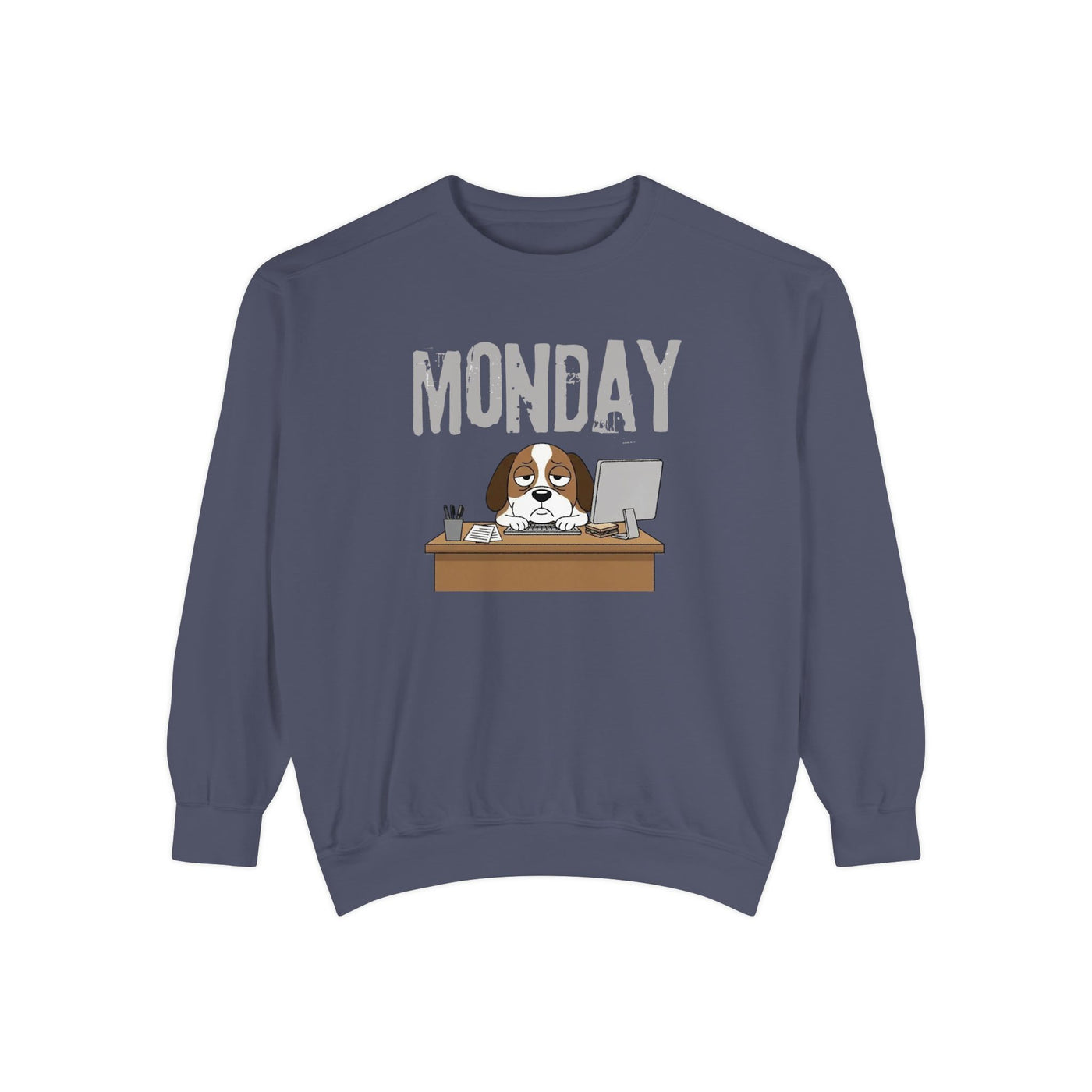 Monday Face Dog Stares Blankly Unisex Crewneck Sweatshirt style 6