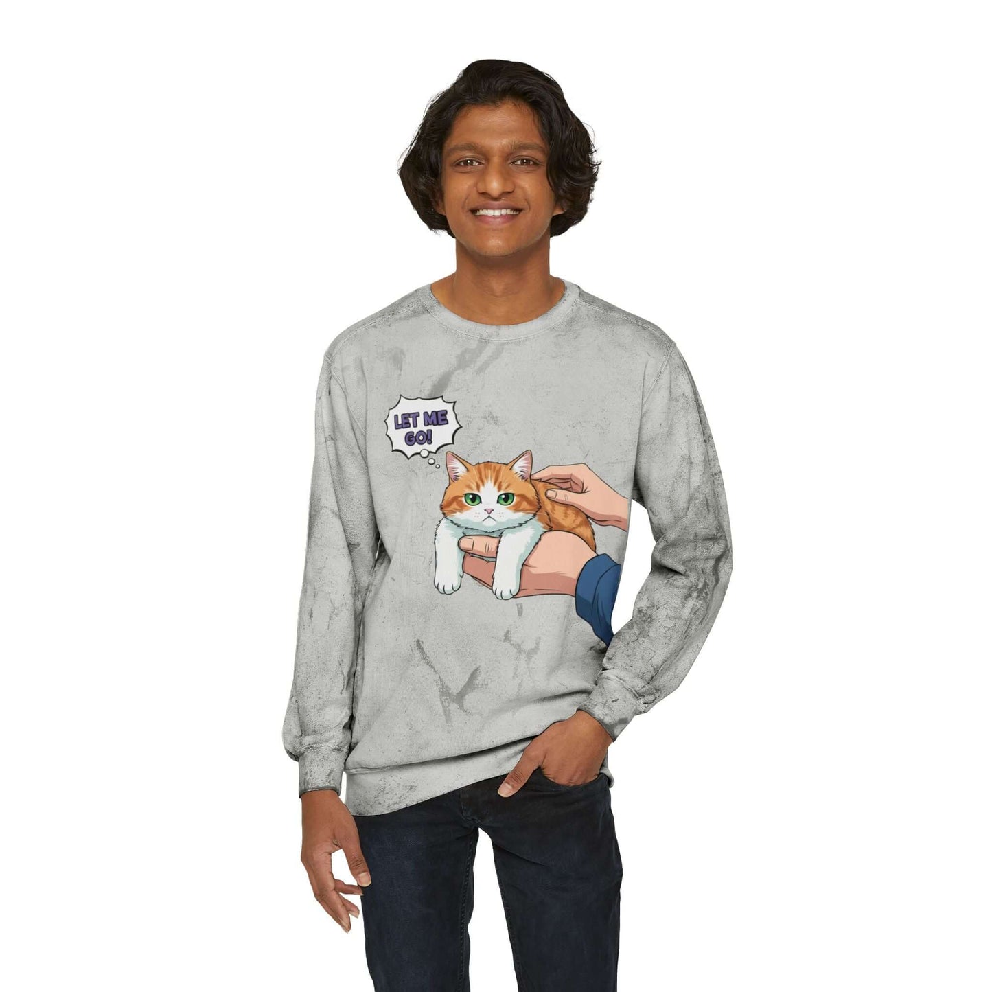 Let Me Go Cat Cozy Crewneck Sweatshirt Tie-Dye style 2