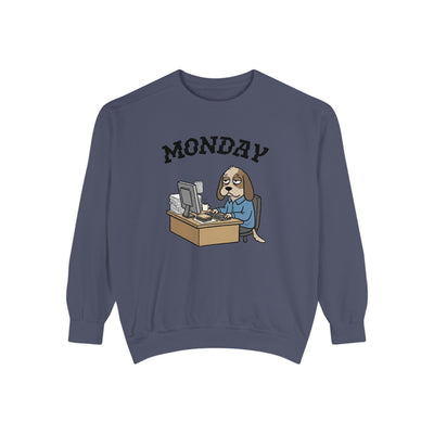 Monday Face Dog Stares Blankly Unisex Crewneck Sweatshirt style 4