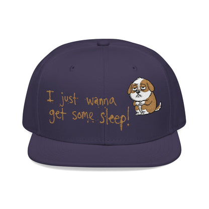 I just wanna get some sleep Embroidered Cute Puppy Snapback Hat