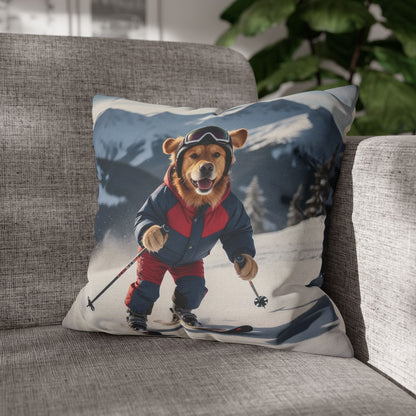 Skiing Dog Graphic Fun & Cozy Decorative Pillowcase