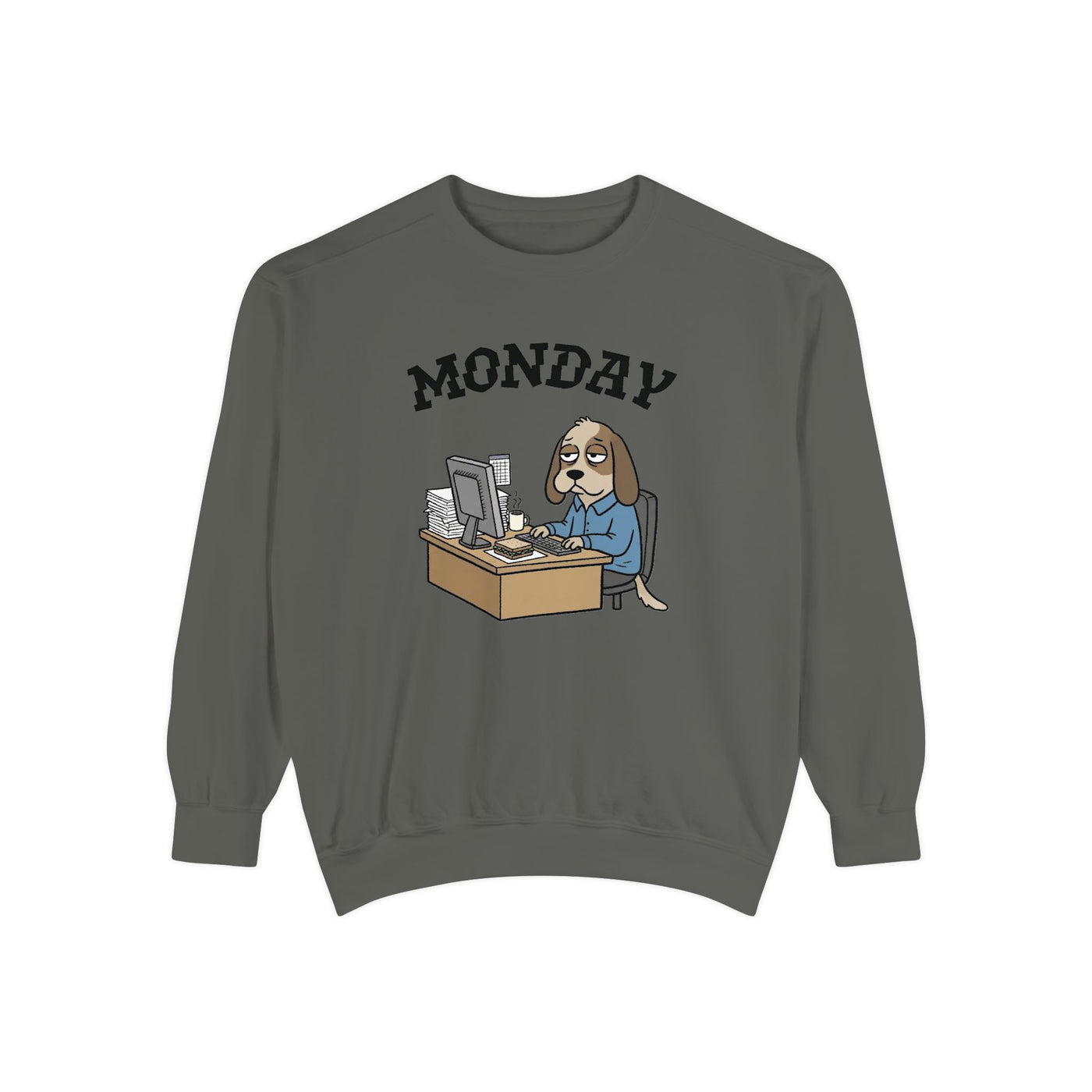 Monday Face Dog Stares Blankly Unisex Crewneck Sweatshirt style 4