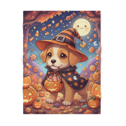 Halloween Dog Themed Soft Fleece Baby Blanket, Cute Dog Blanket, Cozy Nursery Decor, Fall Baby Gift, Halloween Baby Shower Gift