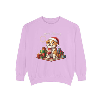 Puppy wait for Christmas presents Unisex Crewneck Sweatshirt style 1