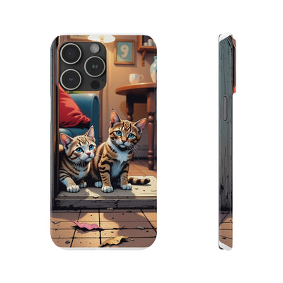 Cute Cats Slim Phone Case comic style 1, Cat Lover Gift, Impact-Resistant iPhone Case, Funny Pet Accessory, Unique Animal Design