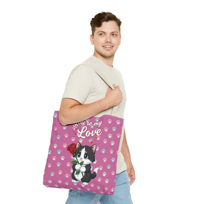 Cute Cat Lover Tote Bag - You're My Love style 1