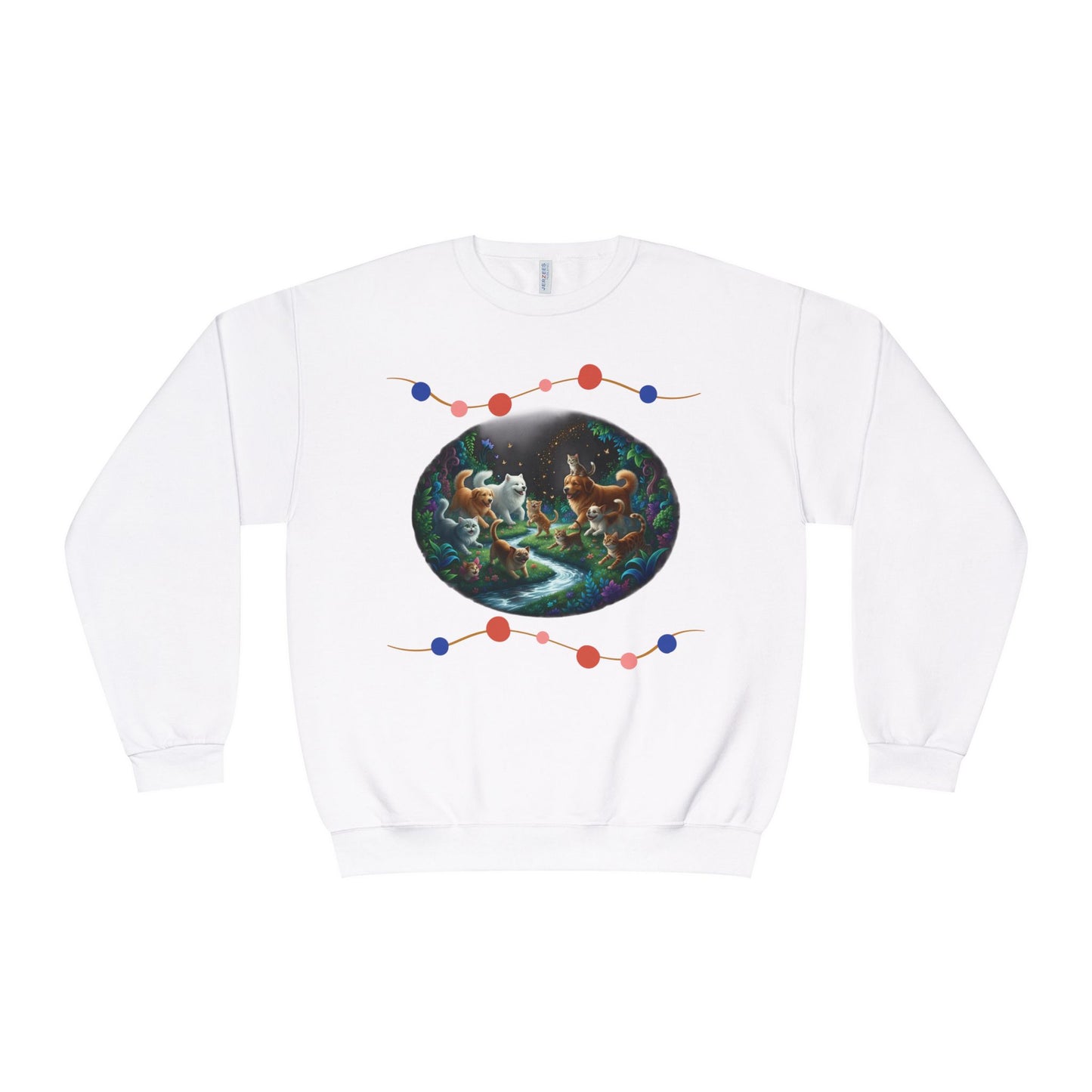 Cats & Dogs Happy Garden Unisex NuBlend Crewneck Sweatshirt style 1
