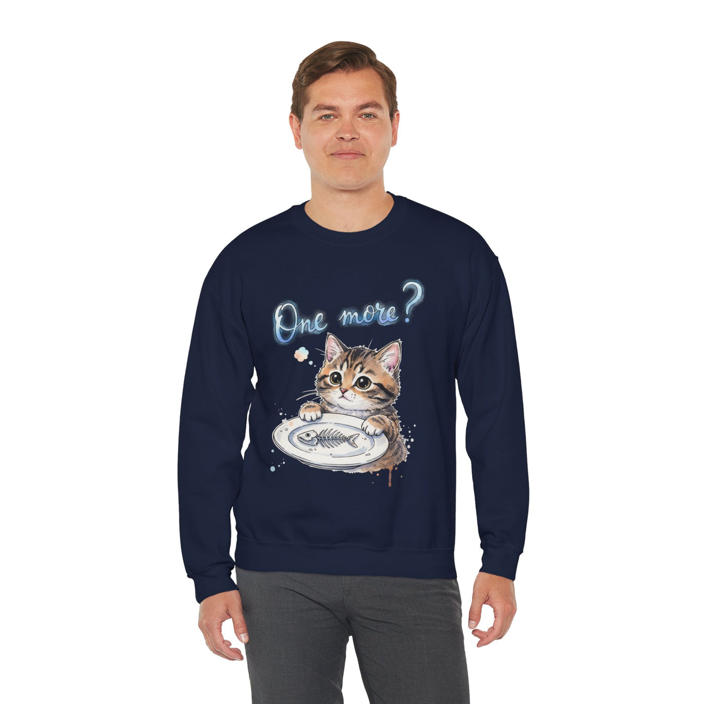 Watercolor painting style 3 Men & Women Cute Cat Pile Crewneck Sweatshirt