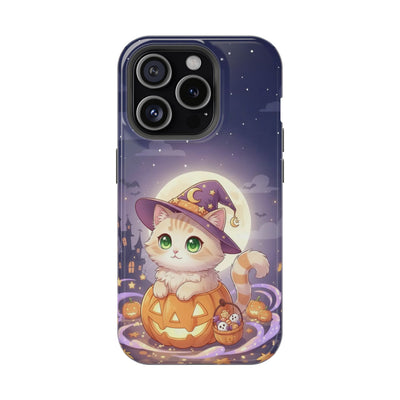 Halloween cute kitten anime style 4 Magnetic Phone Case, Cat Lover Gift, Impact-Resistant iPhone Case, Funny Pet Accessory, Unique Animal Design