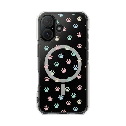 Cute Cat Paw iPhone 16 series Magnetic Clear Impact Case