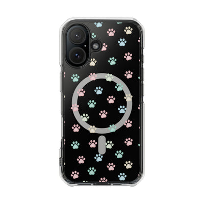 Cute Cat Paw Print Magnetic Clear Case for Pet Lovers