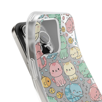 Kawaii Colorful Cat Pattern iPhone 15 / 16 / 17 series Flexi Case