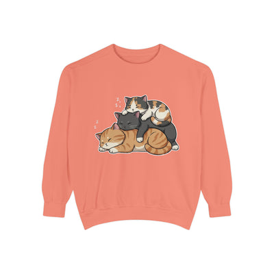3 Cute Sleeping Cats style 7 Cozy Graphic Unisex Crewneck Sweatshirt