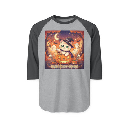 Halloween Cute Kitten Anime Unisex Raglan Shirt style 6